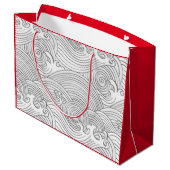 GIFT BAG JAPANESE WAVE PATTER AUF ROT GROßE GESCHENKTÜTE (Rückseite Schrägansicht)