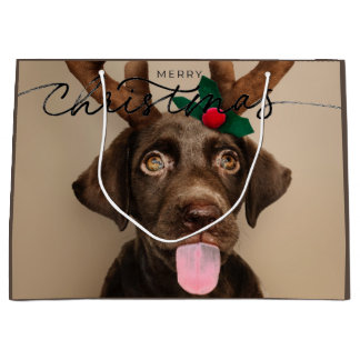 GIFT BAG SCHOKOLADELABRADOR PUPPEN MIT ANTLERN GROßE GESCHENKTÜTE