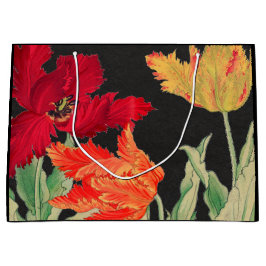 GIFT BAG SCHWARZ MIT JAPANISCHEN POPPIEN GROßE GESCHENKTÜTE