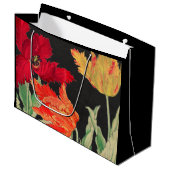 GIFT BAG SCHWARZ MIT JAPANISCHEN POPPIEN GROßE GESCHENKTÜTE (Vorderseite Schrägansicht)