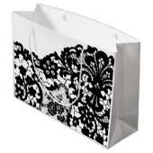 GIFT BAG, SCHWARZ UND WEISS GROßE GESCHENKTÜTE (Rückseite Schrägansicht)