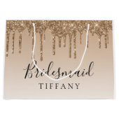 Gift Bag - Tan Gold Glitzer Tropfen Bridesmaid Große Geschenktüte (Vorderseite)