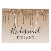 Gift Bag - Tan Gold Glitzer Tropfen Bridesmaid Große Geschenktüte (Rückseite)