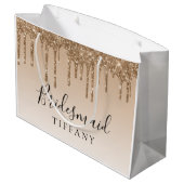 Gift Bag - Tan Gold Glitzer Tropfen Bridesmaid Große Geschenktüte (Rückseite Schrägansicht)