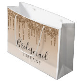 Gift Bag - Tan Gold Glitzer Tropfen Bridesmaid Große Geschenktüte (Vorderseite Schrägansicht)