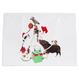 GIFT-BAG-TIERE IN WEIHNACHTSMANNMÜTZEN GROßE GESCHENKTÜTE
