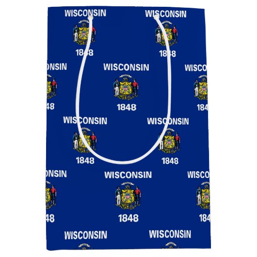Gift Bag with flag of Wisconsin, USA Mittlere Geschenktüte (Vorderseite)