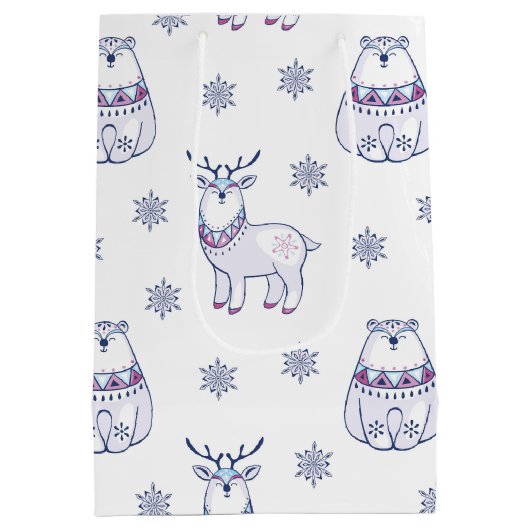 Gift Bag with Polar Bears and Reindeers Mittlere Geschenktüte (Rückseite)