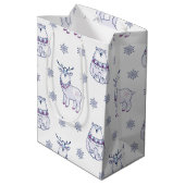 Gift Bag with Polar Bears and Reindeers Mittlere Geschenktüte (Rückseite Schrägansicht)