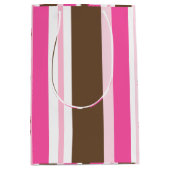 Gift Bags Brown & Pink Stripe  Mittlere Geschenktüte (Vorderseite)