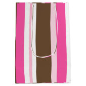 Gift Bags Brown & Pink Stripe  Mittlere Geschenktüte (Rückseite)