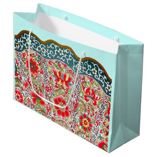 GIFT-BAGS CHINESISCHE PATTERN CUSTOM-DESIGN GROßE GESCHENKTÜTE (Vorderseite Schrägansicht)