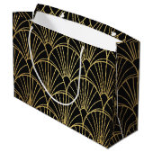 Gift Bags Gold Geometric and Art Deco Patterned Große Geschenktüte (Rückseite Schrägansicht)