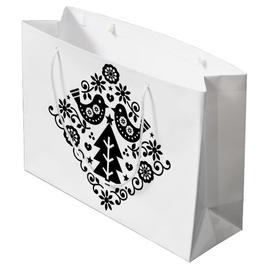 GIFT BAGS NORWEGISCHE CHRISTMAS-DESIGN GROßE GESCHENKTÜTE (Rückseite Schrägansicht)