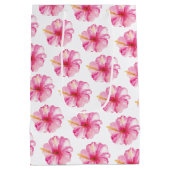 Gift Bags Tropical Watercolor Hibiscus Flowers Mittlere Geschenktüte (Rückseite)