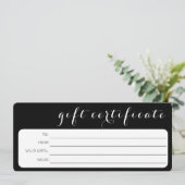 GIFT-BESCHEINIGUNG FÜR DAS Schwarz-weiße UNTERNEHM (Stehend Vorderseite)