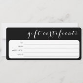 GIFT-BESCHEINIGUNG FÜR DAS Schwarz-weiße UNTERNEHM (Vorderseite)