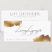 GIFT-BESCHEINIGUNG | Gold Brush Minimalistisch (Vorne/Hinten)