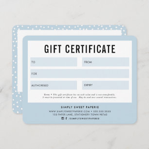 GIFT-BESCHEINIGUNG hübsches Unternehmen blass blau