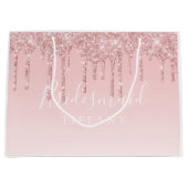 Gift Beutel - Rosa Glitzer Tropfen Bridesmaid Große Geschenktüte (Vorderseite)