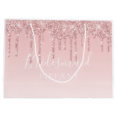 Gift Beutel - Rosa Glitzer Tropfen Bridesmaid Große Geschenktüte (Rückseite)