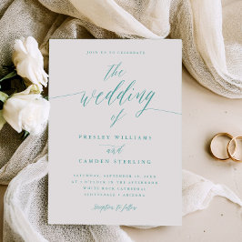 Gift Box Blue Wedding Calligraphy Invitation  Einladung