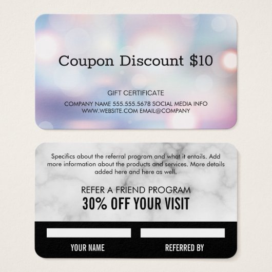 Gift Card Boke | Coupon Code (Vorne & Hinten)