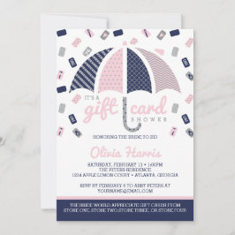 Gift Card Bridal Dusche Einladung, Marine, Rosa Einladung