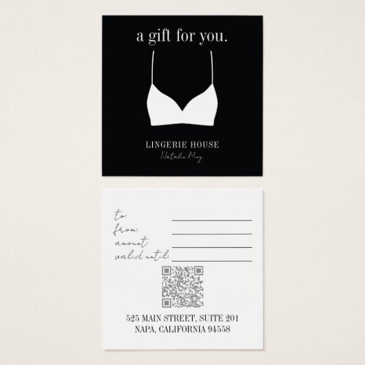 Gift Card Luxus Schwarz-weiß Lingerie Boutique (Vorne & Hinten)