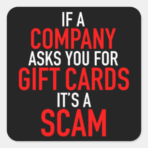 Gift Card Scam - Scam Prevention Quadratischer Aufkleber
