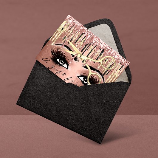 Gift Certificate 100 Peaces Rose Gold Drip Makeup Visitenkarte