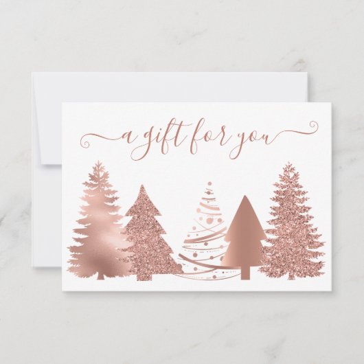 Gift Certificate Christmas Tree Rose Gold Einladung (Vorderseite)