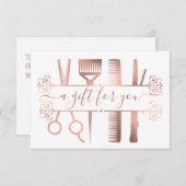 Gift Certificate Digital Rose Gold Scissors Foil Einladung (Vorne/Hinten)