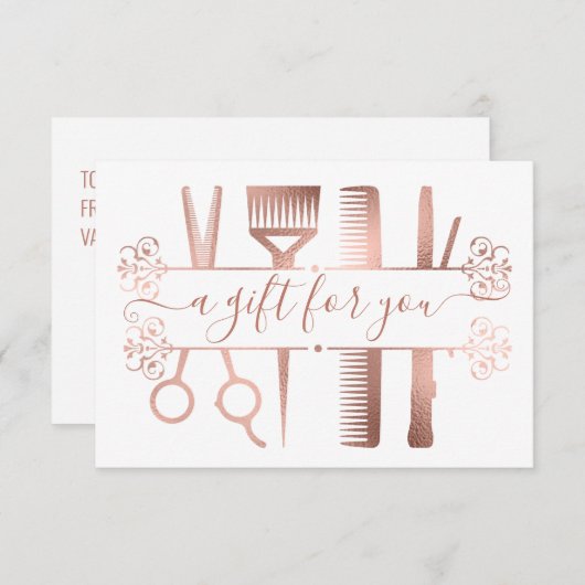 Gift Certificate Digital Rose Gold Scissors Foil Einladung (Vorne/Hinten)