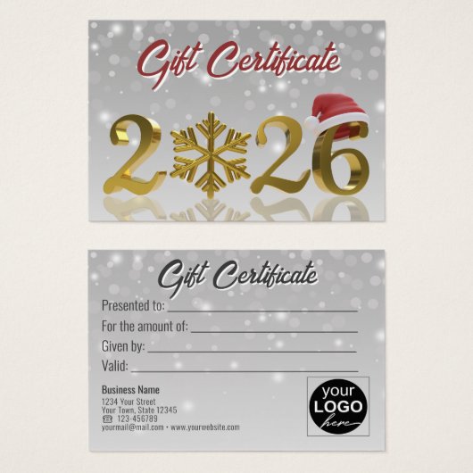 Gift Certificate Gold Big 2026 New Year Gift Card (Vorne & Hinten)
