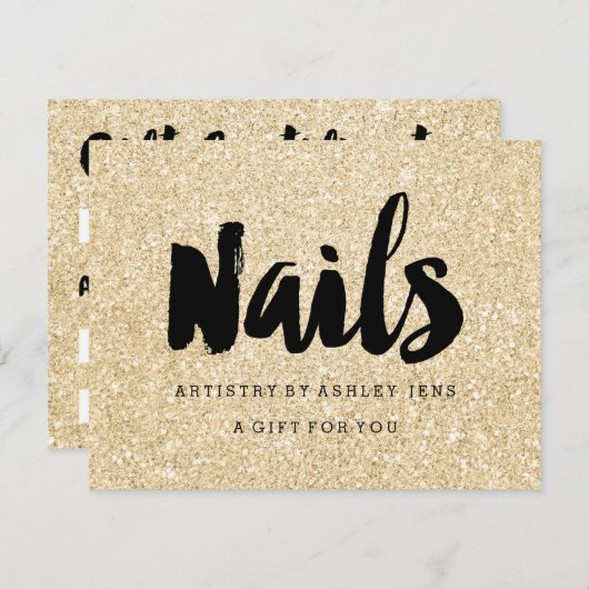 Gift Certificate gold Glitzer Funkennagel Skript (Vorne/Hinten)