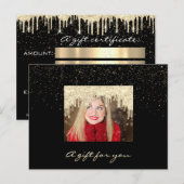 Gift Certificate Gold Tropfen Holidays Confetti Bl Postkarte (Vorne/Hinten)