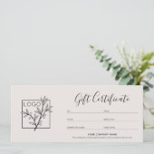 Gift Certificate Logo Photo Modern Off-White (Stehend Vorderseite)