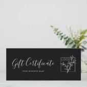 Gift Certificate Logo Script Minimalist Black (Stehend Vorderseite)