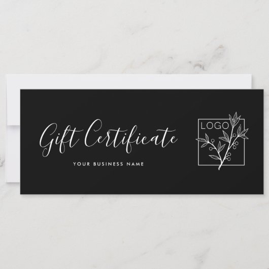 Gift Certificate Logo Script Minimalist Black (Vorderseite)