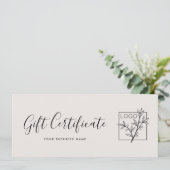 Gift Certificate Logo Script Minimalist Off-White (Stehend Vorderseite)