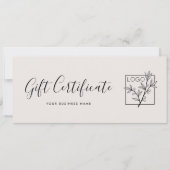 Gift Certificate Logo Script Minimalist Off-White (Vorderseite)