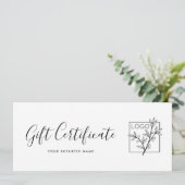 Gift Certificate Logo Script Minimalist White (Stehend Vorderseite)