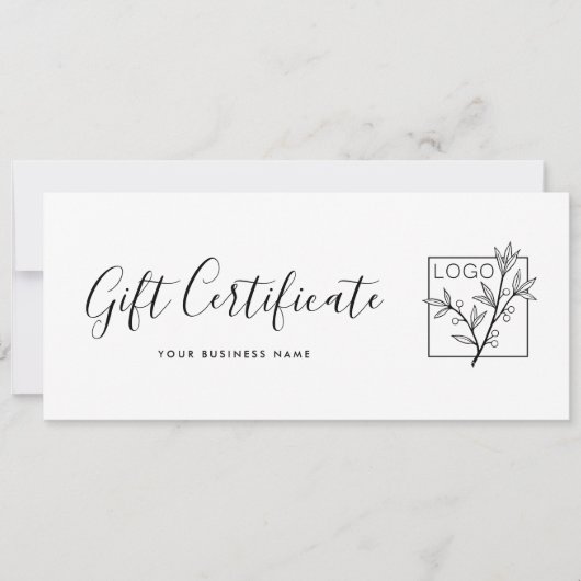 Gift Certificate Logo Script Minimalist White (Vorderseite)
