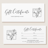 Gift Certificate Logo Script Minimalist White