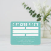 GIFT CERTIFICATE modern stylish business mint (Stehend Vorderseite)