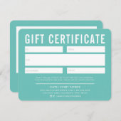 GIFT CERTIFICATE modern stylish business mint (Vorne/Hinten)