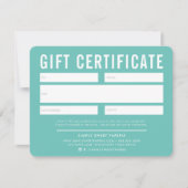 GIFT CERTIFICATE modern stylish business mint (Vorderseite)