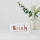 Gift certificate rose gold beauty script marble rabattkarte (Stehend Vorderseite)