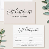 Gift Certificate Script Minimalist Off-White Card